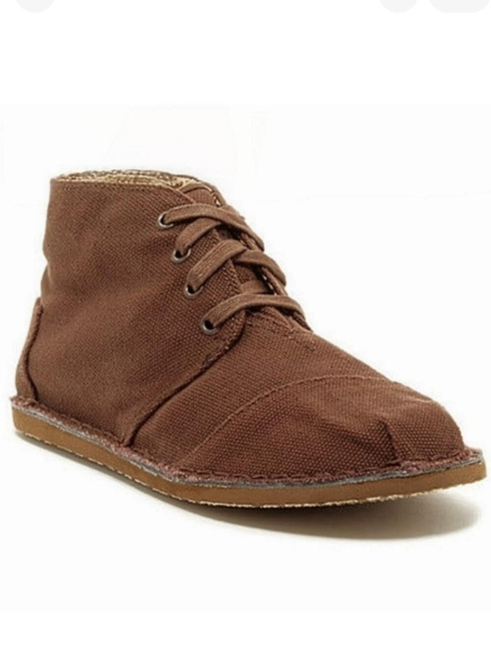 Toms Chukka Canvas Lace Up Ankle Boots High Top Brown Men's Size 10